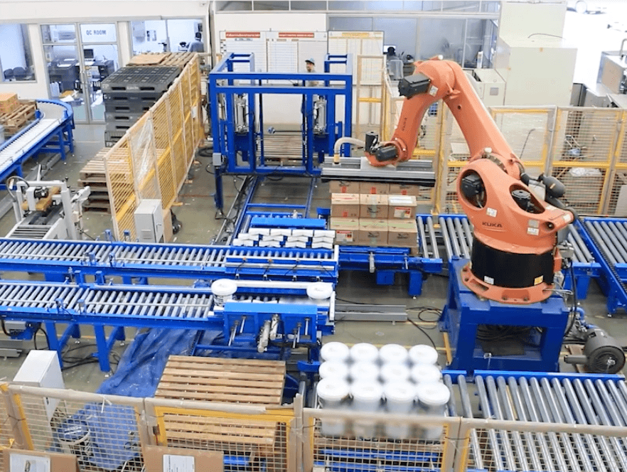 Palletizer Process For Box and Pail Product